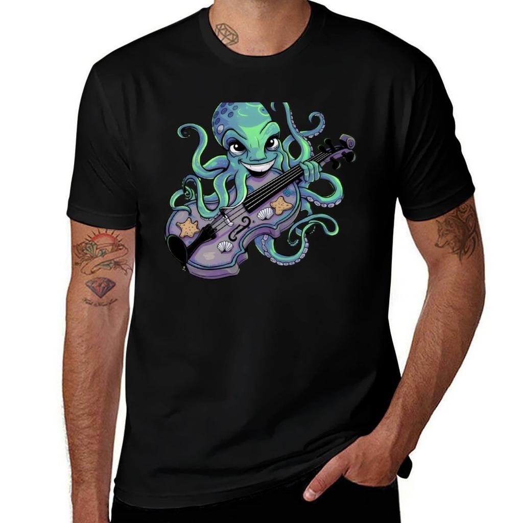 Octopus Violin Music Musician Sea Fiddle Fish Show Ocean Orchestra Tshirt Big And Tall Short Sleeve Tee