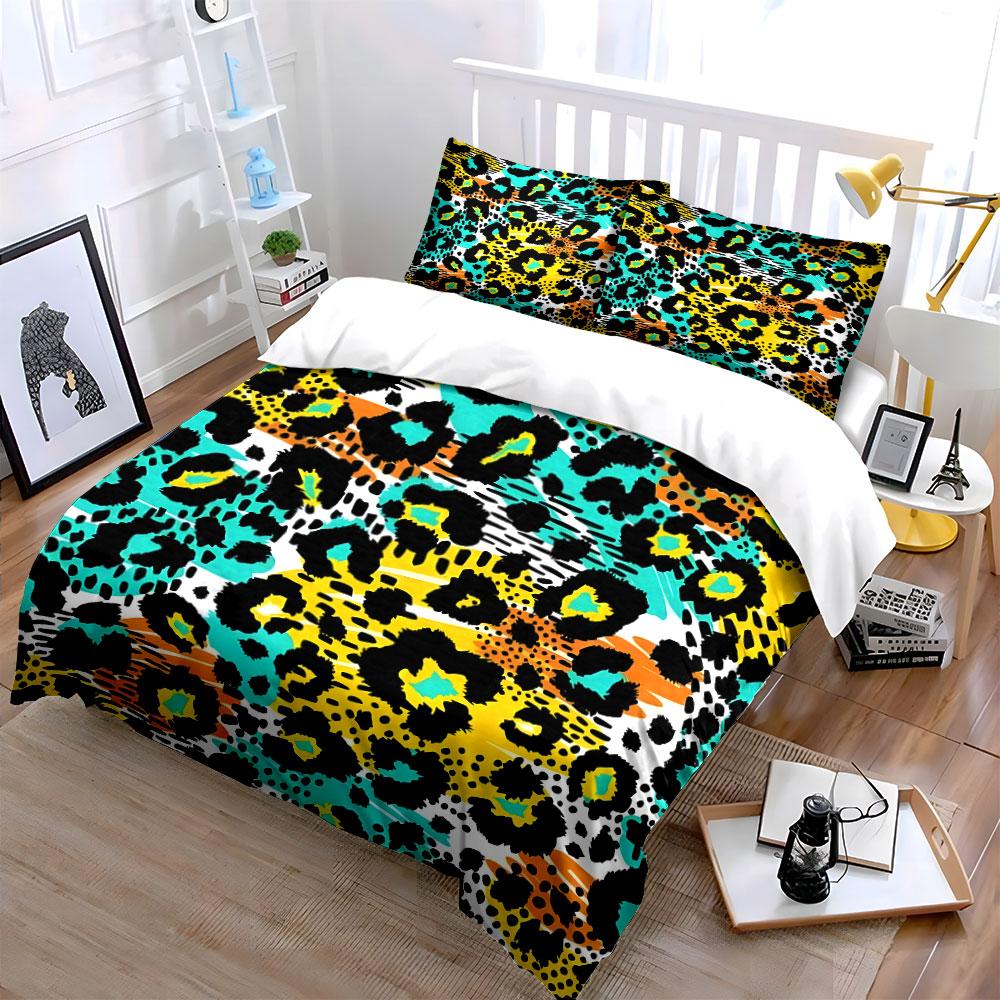 Leopard Print Three-Piece Set Multiple sizes kid's and adults' bedroom Exquisite 3PC bedding set gift