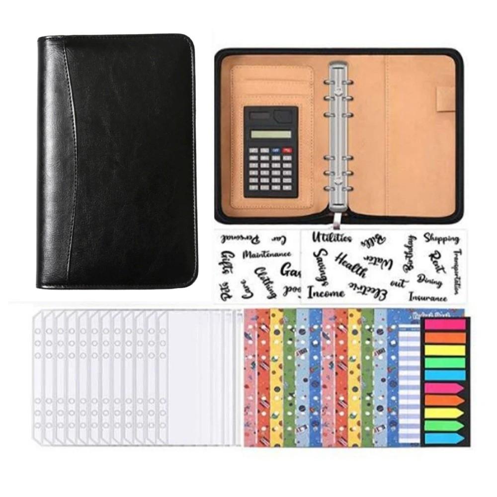 PU Leather Portfolio Binder Cover 6-Ring Business Notebook Loose Leaf Notebook  Conference Use