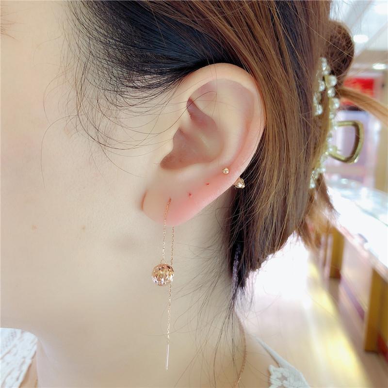 Exquisite Purple Gold Russian Hollow Ball Earphone Antique Rose Gold Car Flower Beads Long Earphone Jewelry