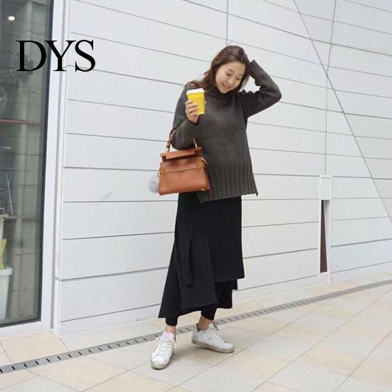 Pencil Pants Skirt High-Waist Elastic Waistband Irregular Split Hem Thickened Leggings Women Fake Two Piece Fleece Lining Maxi Skort