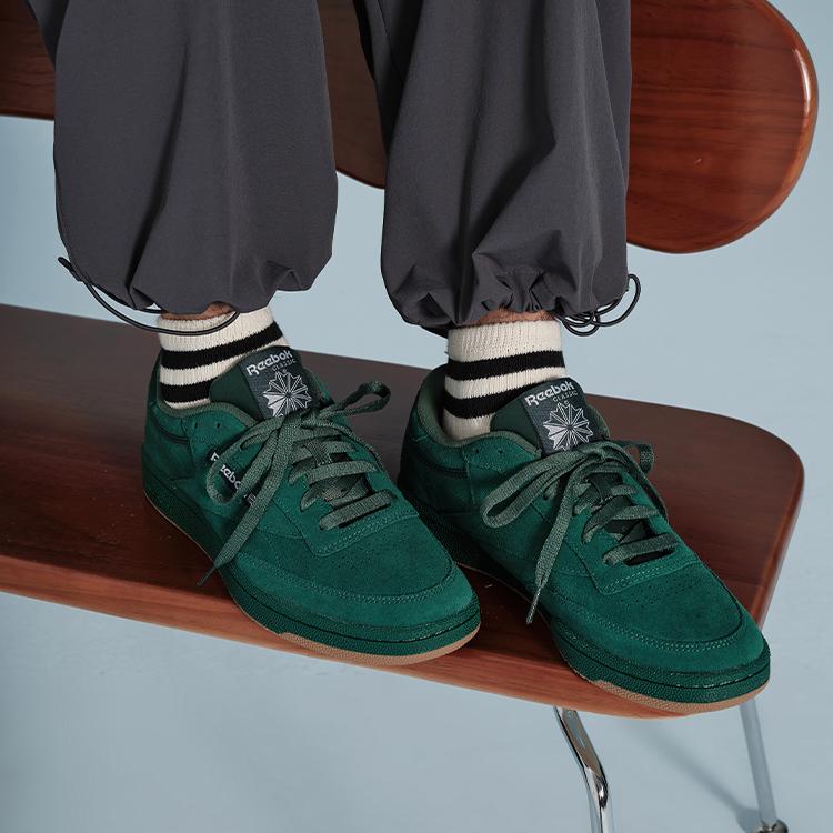 Reebok Club C 85 Dark Green Unisex Sneakers Footwear-White 100074451