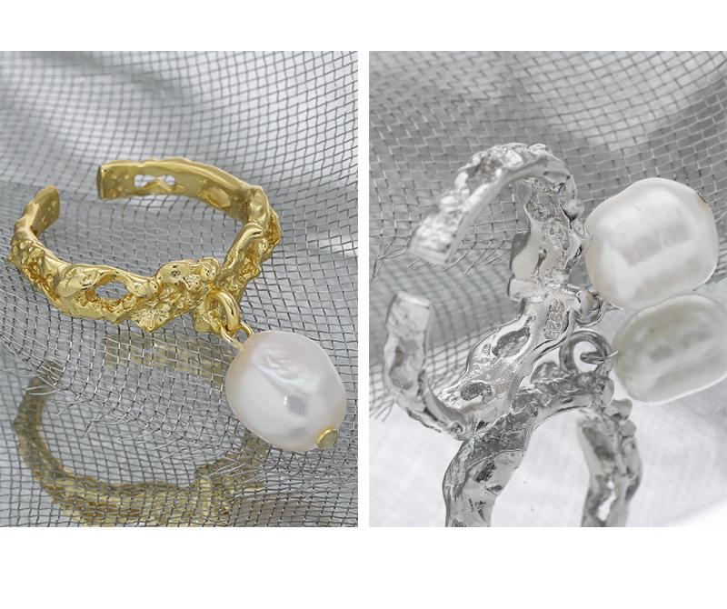 VIANRLA Freshwater Pearl Ring 925 Sterling Silver Dangle Pearl Ring for Women