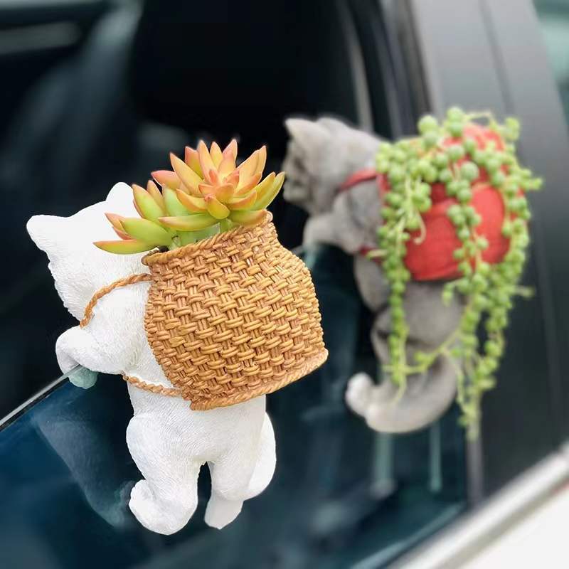 Fish Tank Landscaping Cute Basket Cat Decoration Fish Tank Creative Basket Cat Ornaments