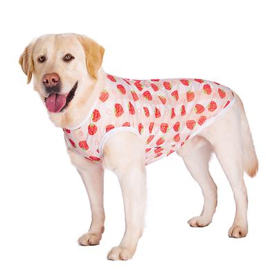 Dog Clothes Summer Golden Retriever Medium and Large Dog Mesh Printed Two Leg Vests