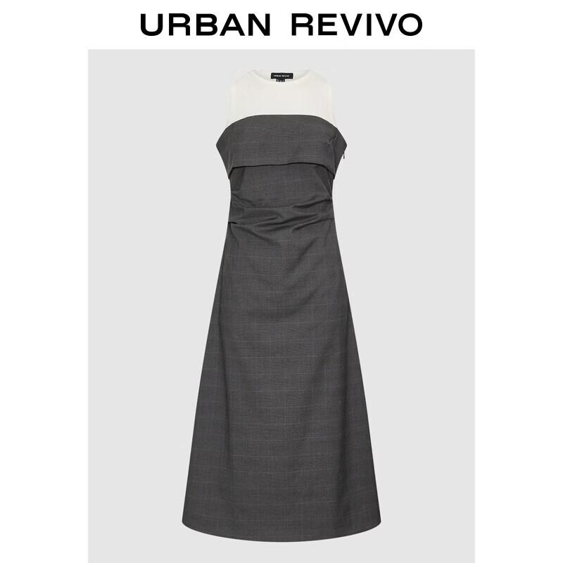 

Women s Faux Two-Piece Pleated Gingham Dress XL