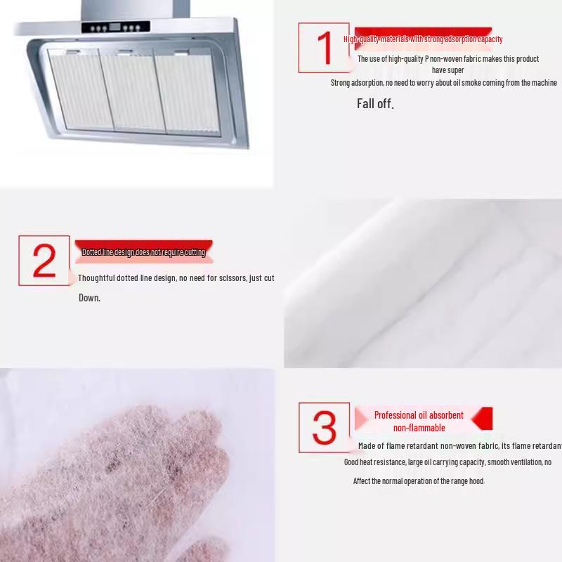 Japan High-Temperature Resistant Kitchen Filter: Oil Absorbing Cotton Mesh, Anti-Smoke, Flame Retardant Protective Oil Sticker