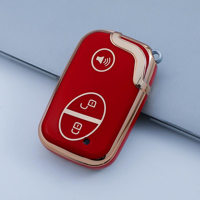 

BYD S7 Car Key Case Gold Edge Anti-Drop Full Wrap Protective Shell for Men and Women