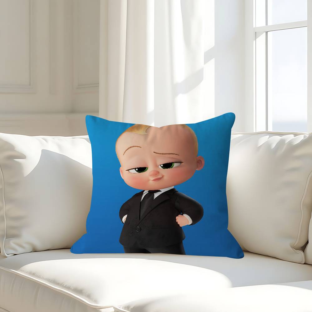 

Funny Baby Boss Pillow Case Removable Washable Cushion Cover – All-Season Soft Linen 24x24Inch