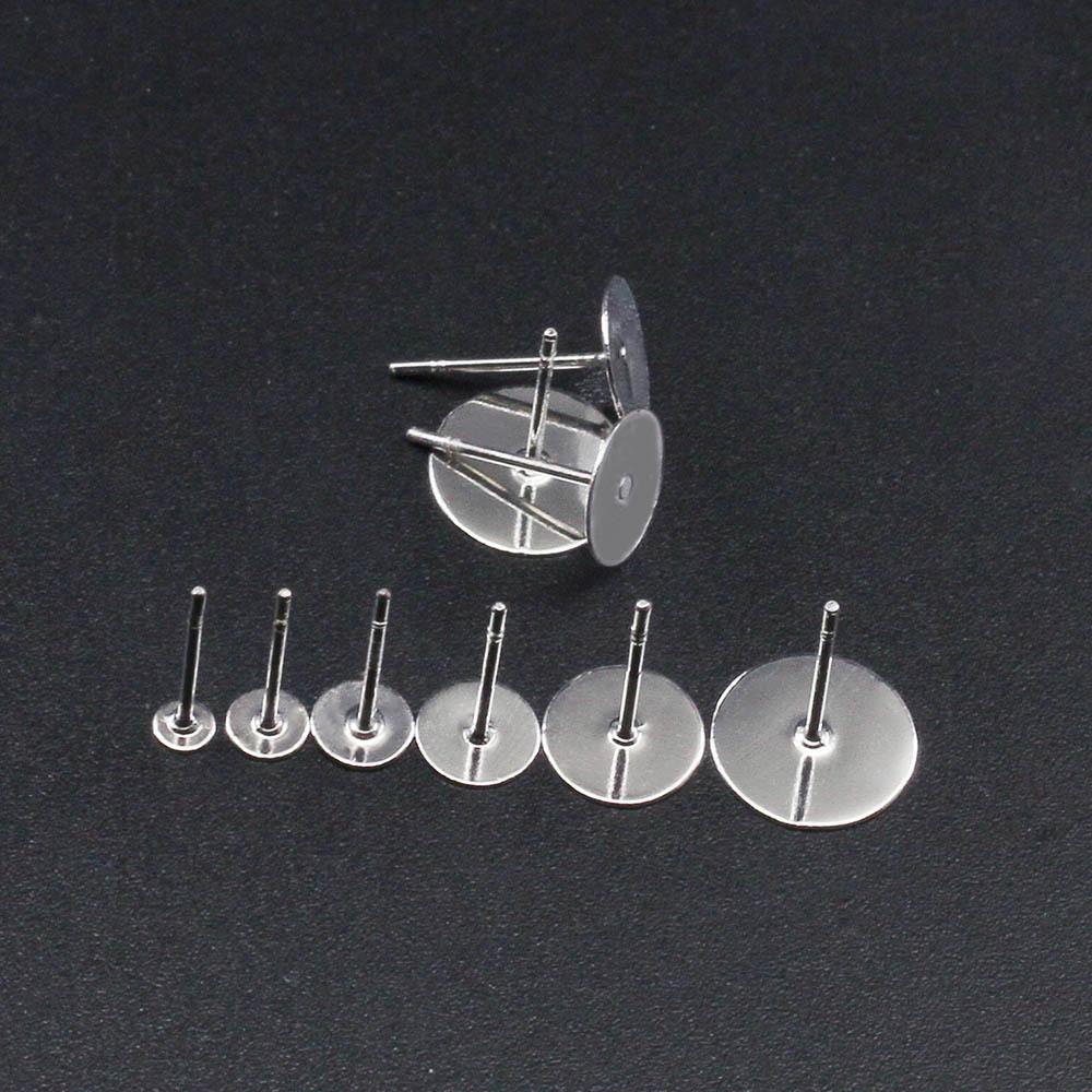 304 Stainless Steel Earring Posts with Flat Head and Tooth for Pearls