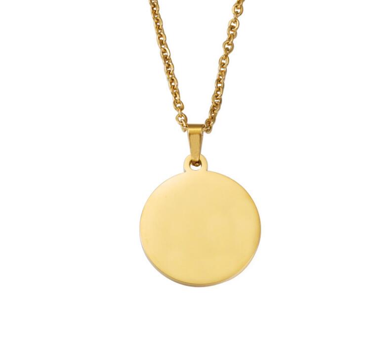 10pcs Stainless Steel chain round Tag Necklaces Blank Mirror Polished for Engraving Statement Jewelry Making Metal Circle