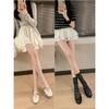 Chic Girl~ Bow Shallow Mouth Flat Bottom Ballet Single Shoes Women's 2025 New Fashion One-Word Belt Mary Jane Shoes