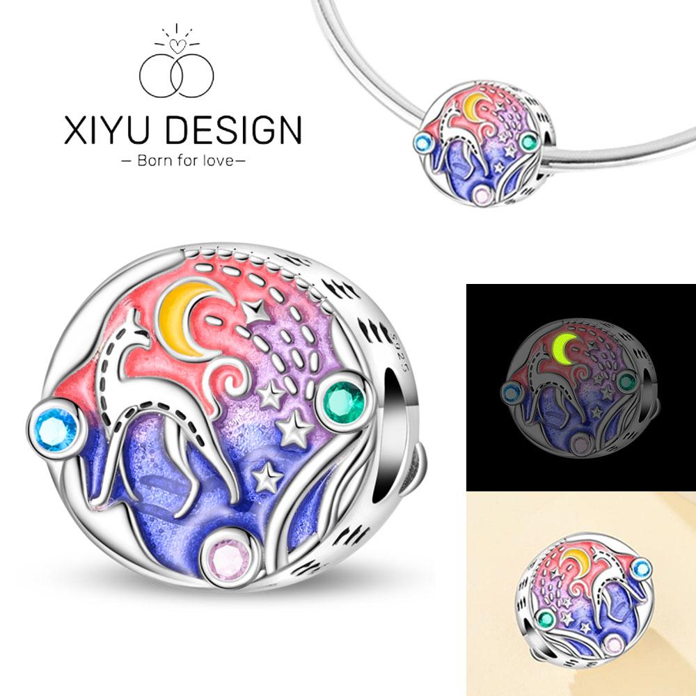 

Copper Luminous Dreamy Magic Cat Jungle Beads Fit Charm Bracelet Pendant Women Diy Fine Jewelry Party Gift белый