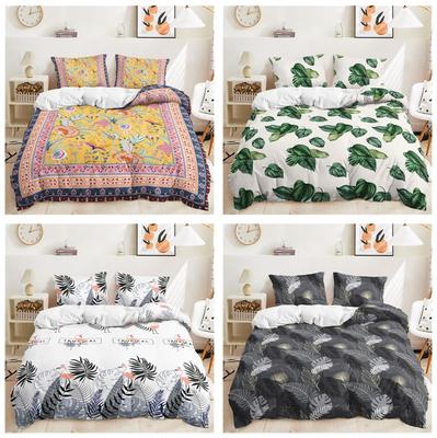 3D Blattmuster Bettwäscheset Pflanzenthemen Bettbezug Kissenbezug Ultrafeines Fasermaterial Einzelbett/Doppelbett Großes Bett/Supergroßes Bett Größe