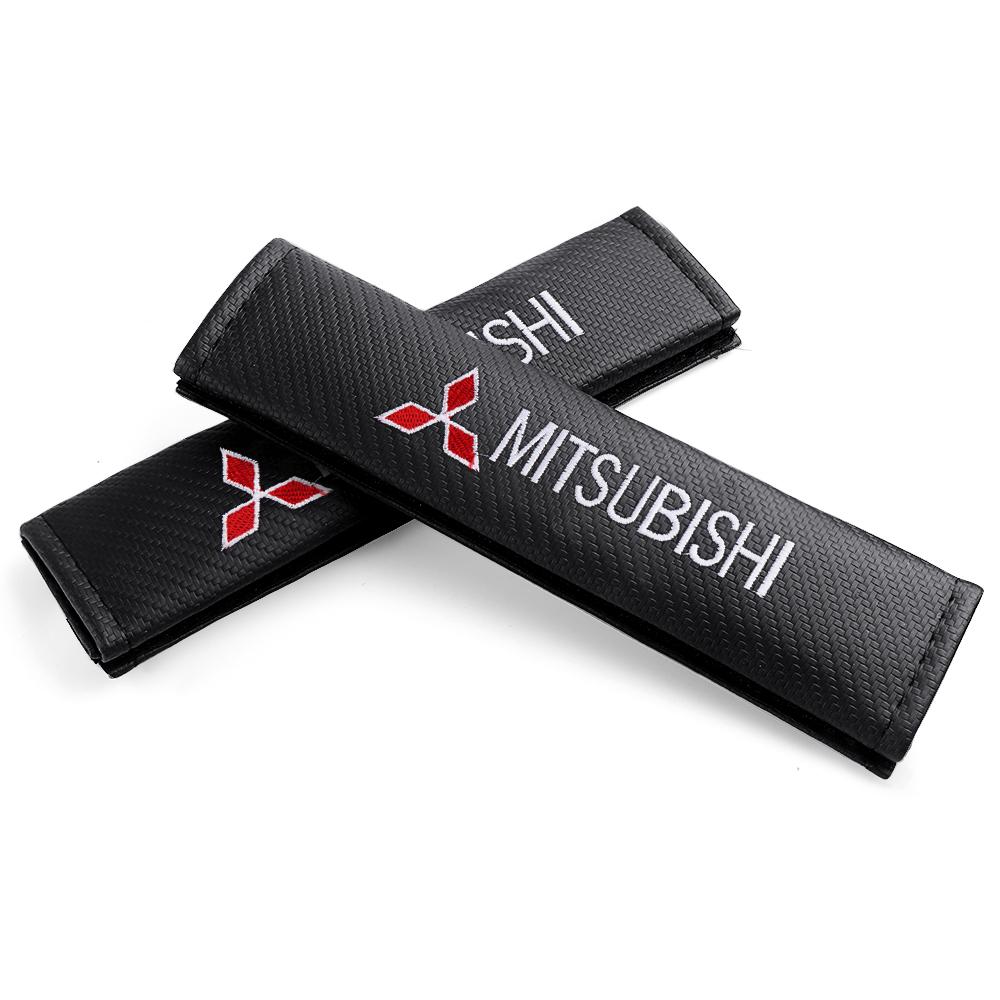 wzvc4 2PCS Carbon Fiber Seat Belt Cover Comfortable Car Shoulder Protector Interior Accessories For Mitsubishi Ralliart L200 Outlander