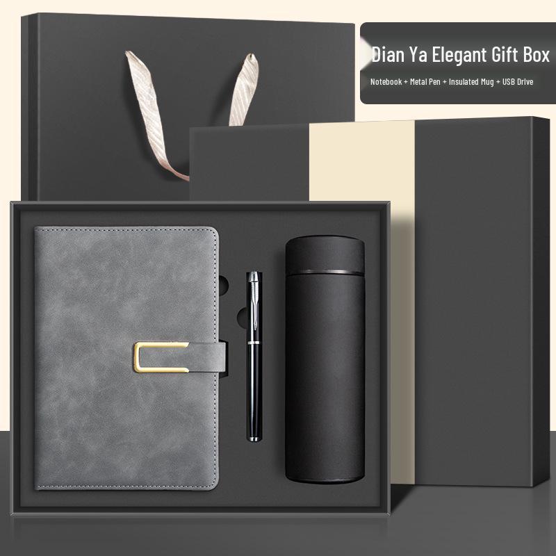 Custom Logo A5 Leather Notebook with Buckle - Thick, Soft, Business Stationery In a Gift Box Souvenir
