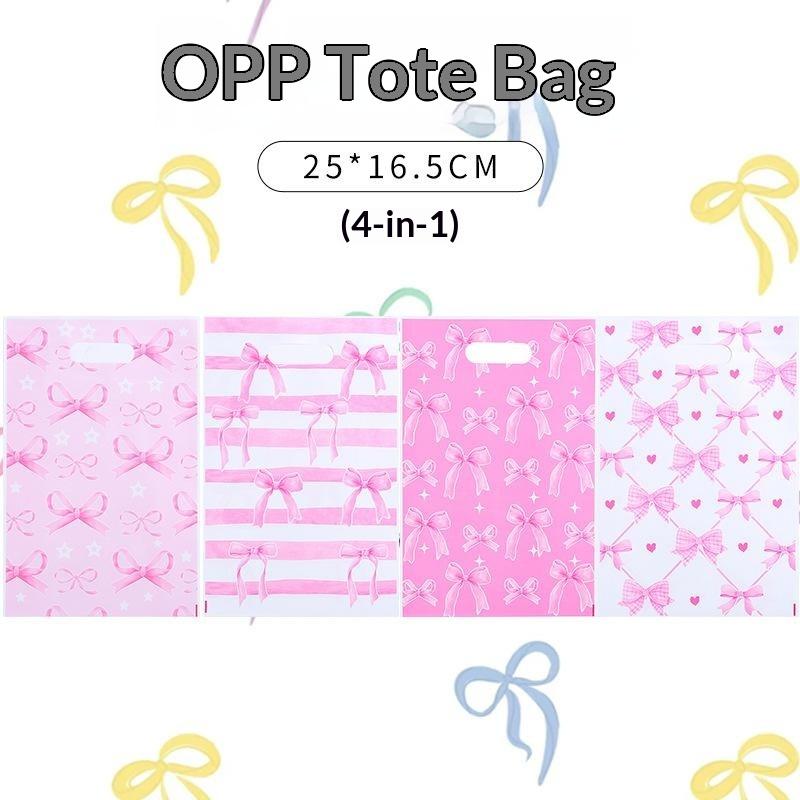 50Pcs Stylish Pink Bow Thank You Tote Bags Decorative Gift Bags for Birthday Wedding Christmas Carnival Party Events