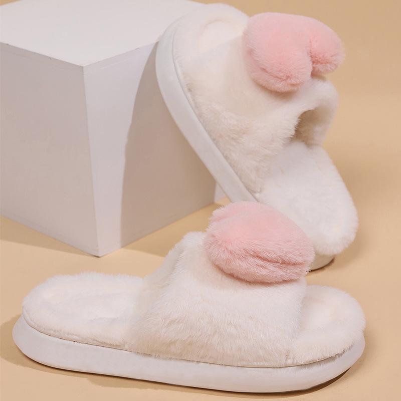 

Labelled new home warmth thickened autumn and winter indoor peach heart half pack and home furnishing 36-37 Suitable for 35-36 білий