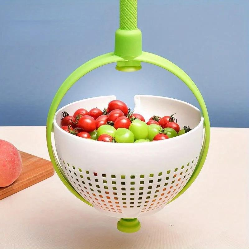 Vegetable Fruit Cleaning Rotating Drainage Basket Dehydration Water Throwing Creative Household Kitchen Portable Drain Baskets