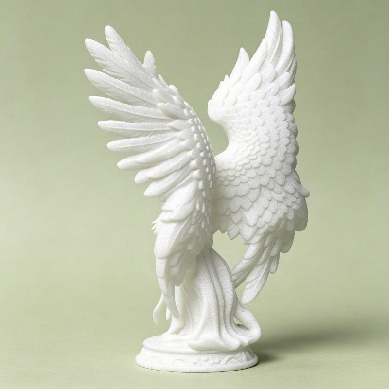 Matte White 3D Printing Angel Statue with Realistic Feather Wings Lovely Decor for Home Shelf Tabletop Display