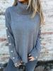 2025 European & American High Neck Button Sweater for Women - Autumn/Winter Casual Knitwear