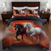 Red Flame Run Horse Pattern Printed Duvet Cover Soft Comfortable Oil Paint Style Bed Set Wildlife Theme Quilt Cover Pillowcases
