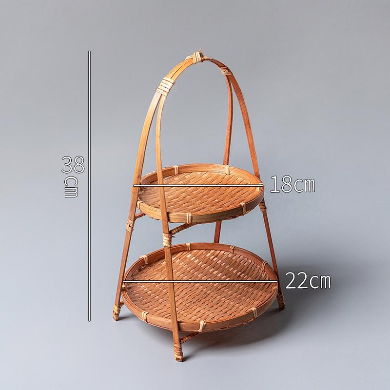 Handwoven Bamboo Retro Snack Basket and Plate for Picnic and Storage