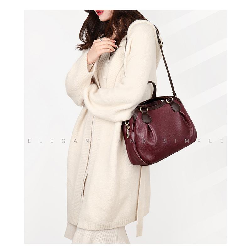 Retro Leather Female Multi-pockets Shoulder Crossbody Bags for Women Large Capacity Handbag Messenger Tote Bag