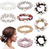 9Pcs Pearl Hair Ties Elastic Hair Scrunchies Hold Crystal Beads Bulk Hair Ropes Stretchy Handmade Boho Bride Bachelorette Party