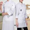 Men Women Solid Color Chef Uniform Stand Collar Single-breasted Pocket Restaurant Uniform Waterproof Anti-dirty Bakery Food Chef Tops