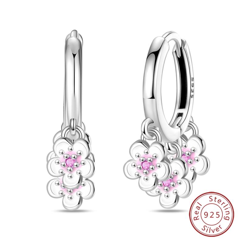 Hot 925 Sterling Silver Earrings Charm Simple Shining Lotus Zircon Wedding Women Jewelry Gift