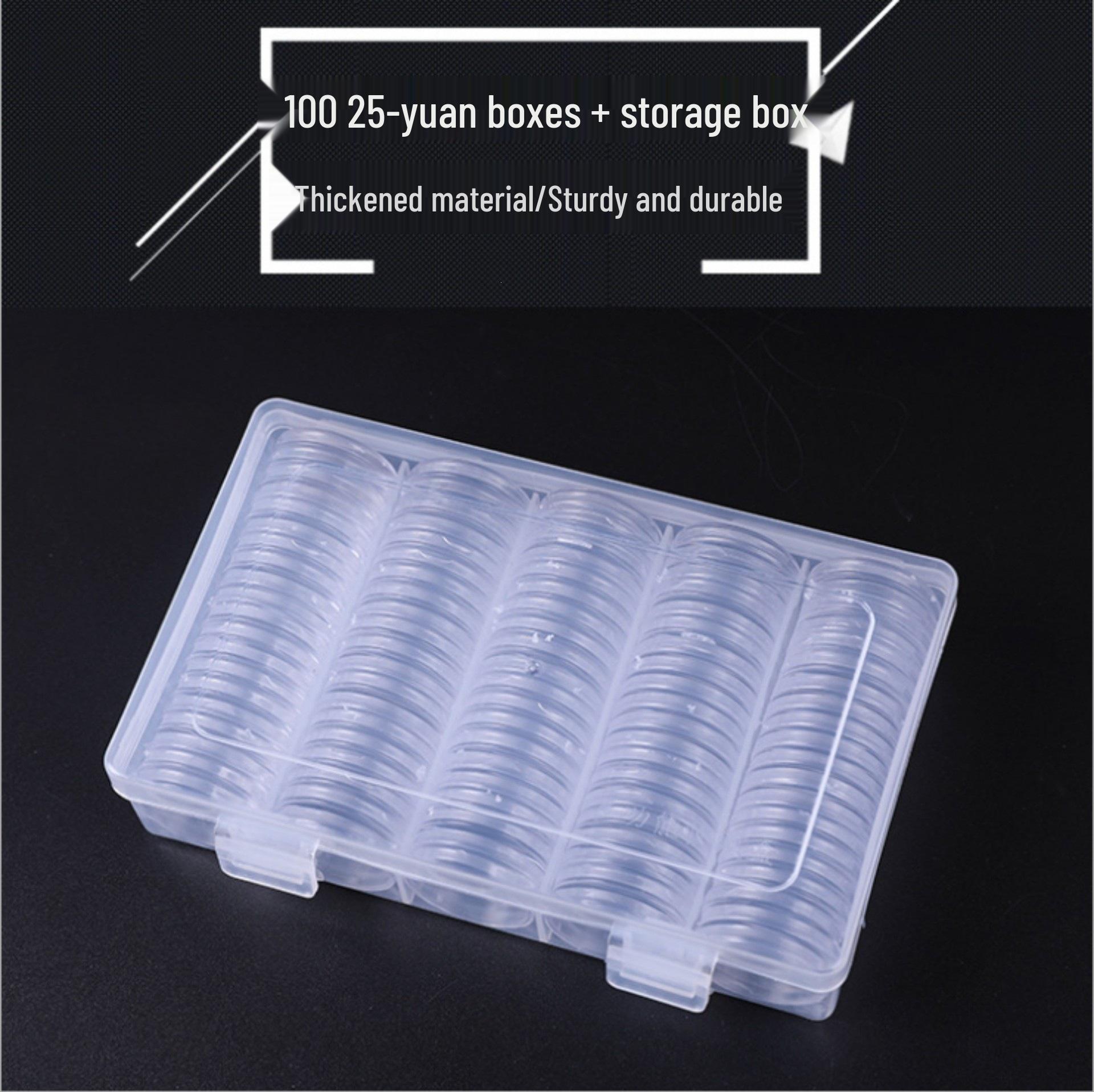 100-Piece 25mm Round Coin Collection Box Set with Storage Box PS