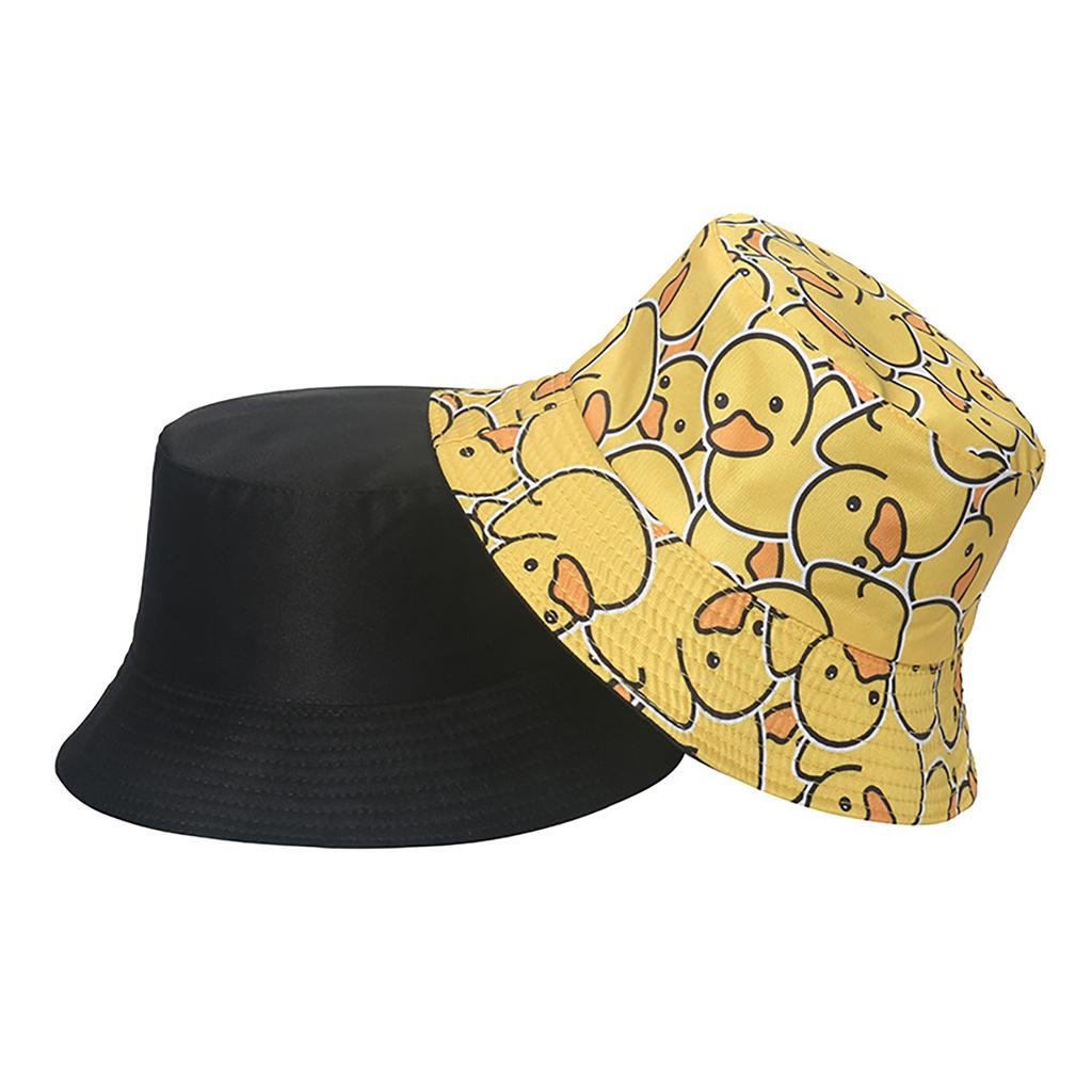 Cartoon Duck Bucket Hats Women Men Summer Cute Cartoon Animal Printing Fisherman