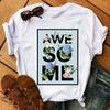 Fashion Women T Shirt Flower Printed T Shirt Casual Black Tops 90s Ladies Girl Tee Shirt Female Harajuku Graphic T -Shirt
