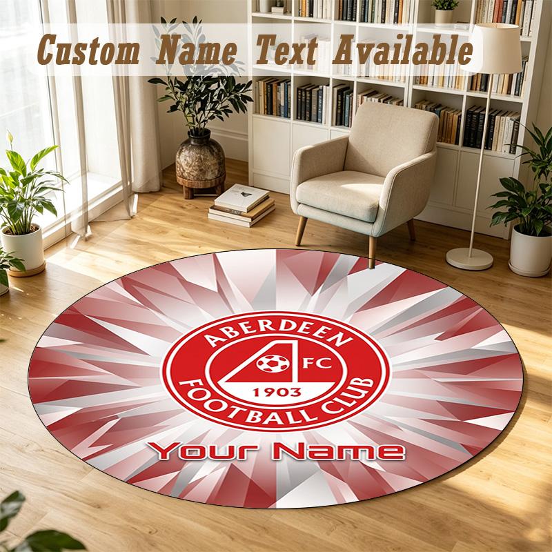 Round Rug Custom NameAberdeen FC Pattern Non Slip Carpet Home Floor Decor