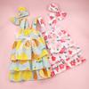 1 sada Pet Dress Měkký Pohodlný vrstvený design Bez rukávů Citronový potisk Denní nošení