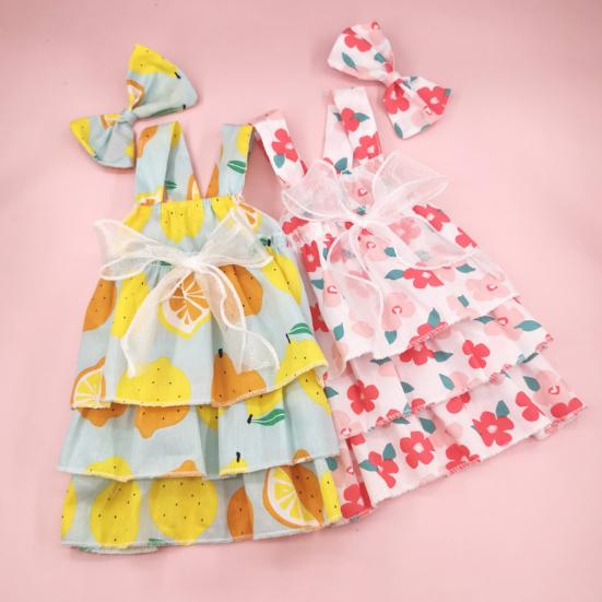 1 sada Pet Dress Měkký Pohodlný vrstvený design Bez rukávů Citronový potisk Denní nošení