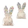 1Pcs Easter Fabric Rabbit Linen Candy Bag Rabbit Ears Design Adorable Rabbit Decor Linen Drawstring Bags Drawstring Closure Gift