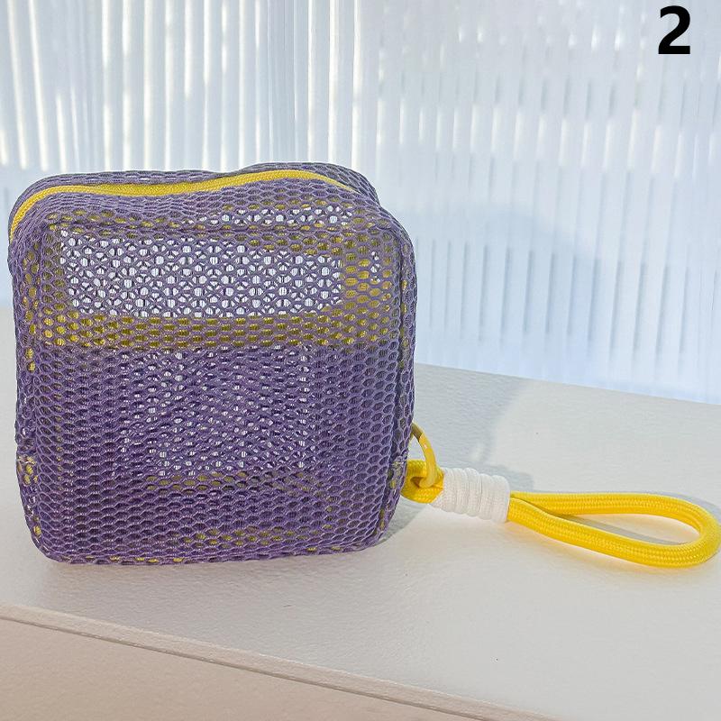 Dopamin Farbe Ultra-Leicht Netz Kosmetiktasche Reißverschluss Quadratisch Geformt Waschbeutel Multifunktional Damen Lippenstift Schlüssel Münzbeutel Tasche