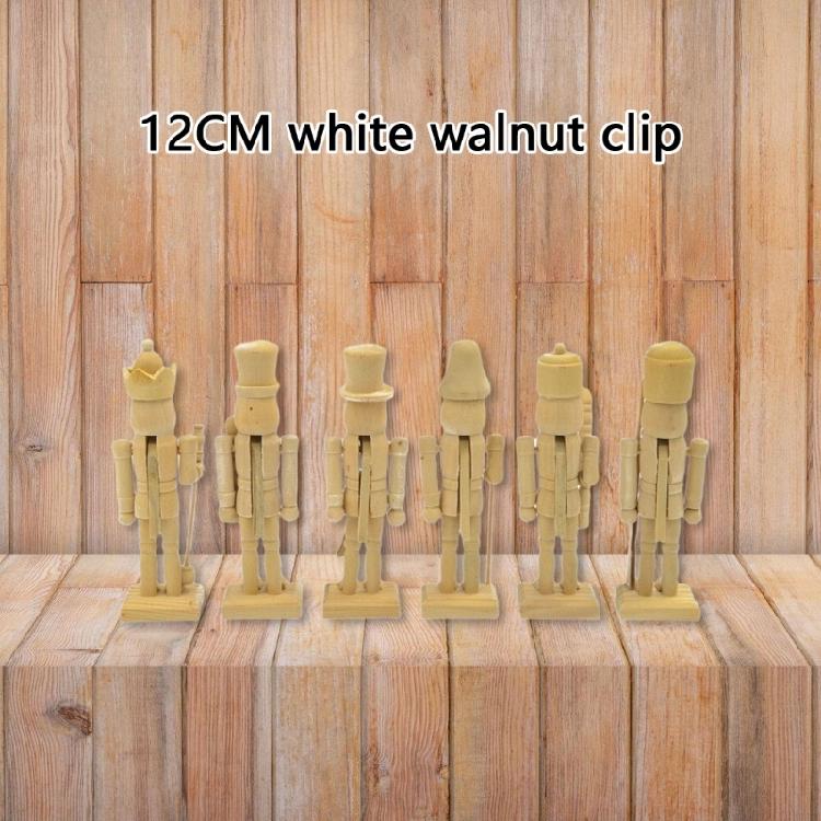 Set of 6 12CM Natural Wood Unpainted Nutcrackers Blank DIY Project For Home Decors And Holiday Celebration Decoration