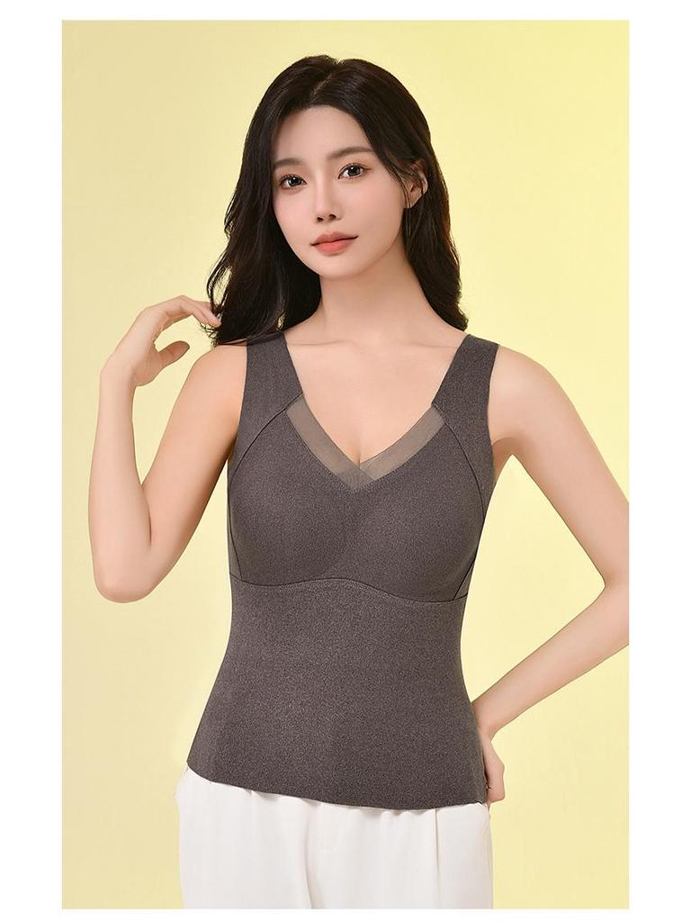 Damska kamizelka termiczna z aksamitu grafenowego z wszytymi miseczkami