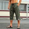 Herren Sieben-Viertel-Hose Elastischer Bund Kordelzug Tasche Lässig Strand Yoga Capri-Hose Leicht Bequem