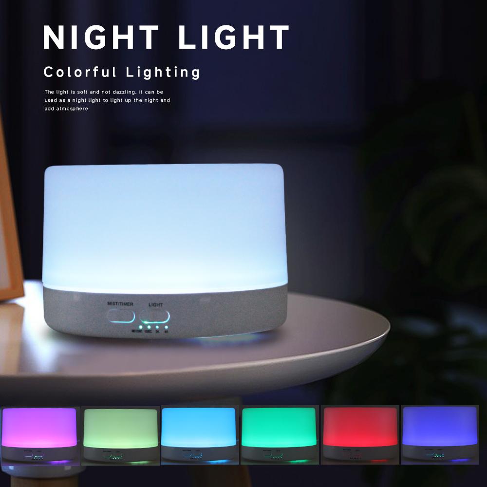 500ml Remote Control Essential Oil Diffuser Desktop Aroma Diffuser Mute Ultrasonic Air Humidifier with 7 Colors Night Light