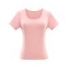 Women's White Slim-Fit U-Neck Short-Sleeve T-Shirt - Versatile, Stylish, Solid Color, Summer Essential