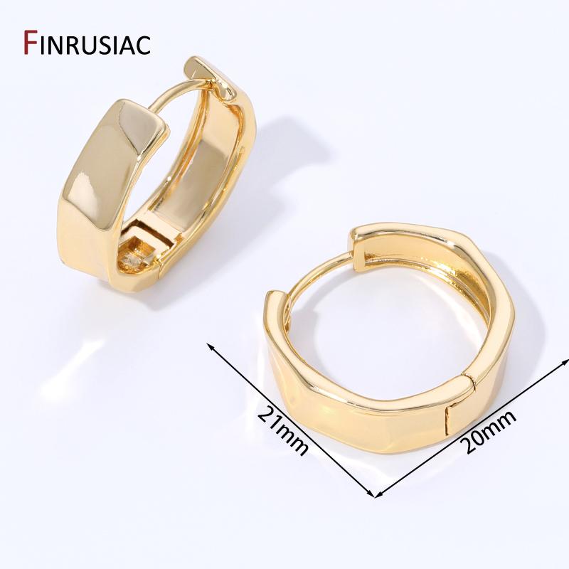 

14K Gold Plated Brass Round Hoop Earrings Fashion Huggies Earrings For Women Party Jewelry Accessories Gift