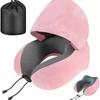 Washable Cover Travel Neck Pillow Adjustable Car Neck Cushion Hooded Pillow  Airplane Trips