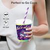 Roller Skating Party Paper Cups with Lids Straws 50Pcs Leakproof 9 Oz Paper Cup for Let's Roll Birthday Party Favor Hot Chocolate Coffee Cold