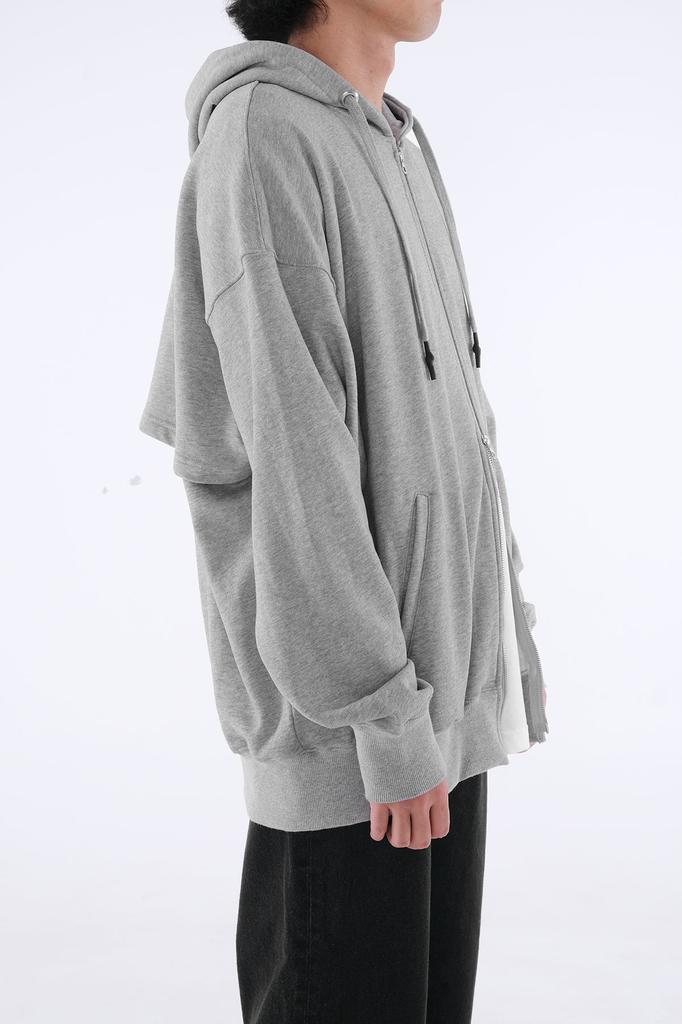 Abla Pudeti Oversized Back Slit Two-Way Zip-Up Hoodie