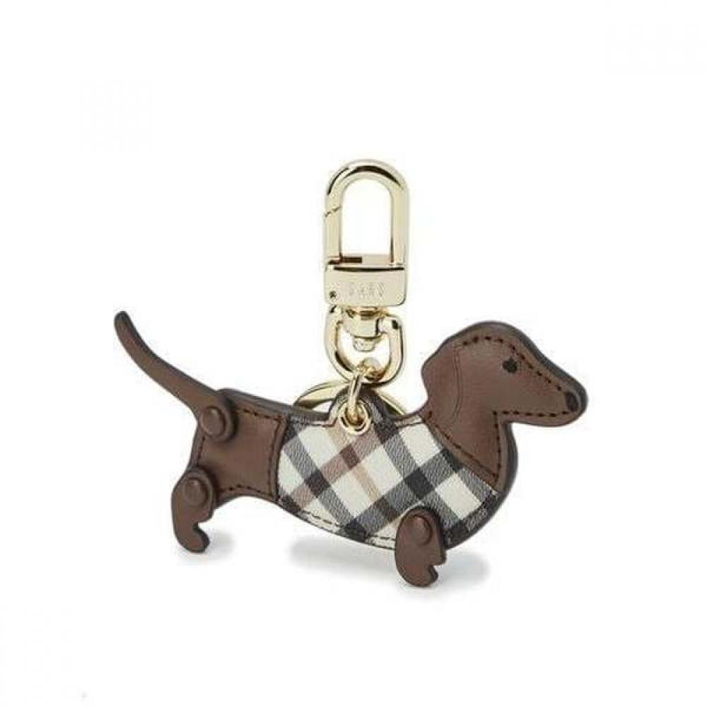 Daks Brown Check Pattern Leather Keyring Dbho5fe84w3 Single option