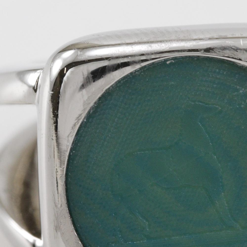 Hermes Corozo Ring Silver/Green Metallic #5.6(US Size) 10.1g Women Used